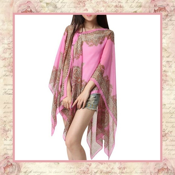 Unique Styles paisley cover Accessories - 🌸BOHO PINK SHAWL SCARF KAFTAN COVER BEACH PAISLEY
